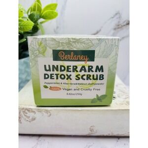 Berlaney Armpit Detox Scrub Peppermint Aloe‎ Vera Walnut Shell Powder 100% Vegan
